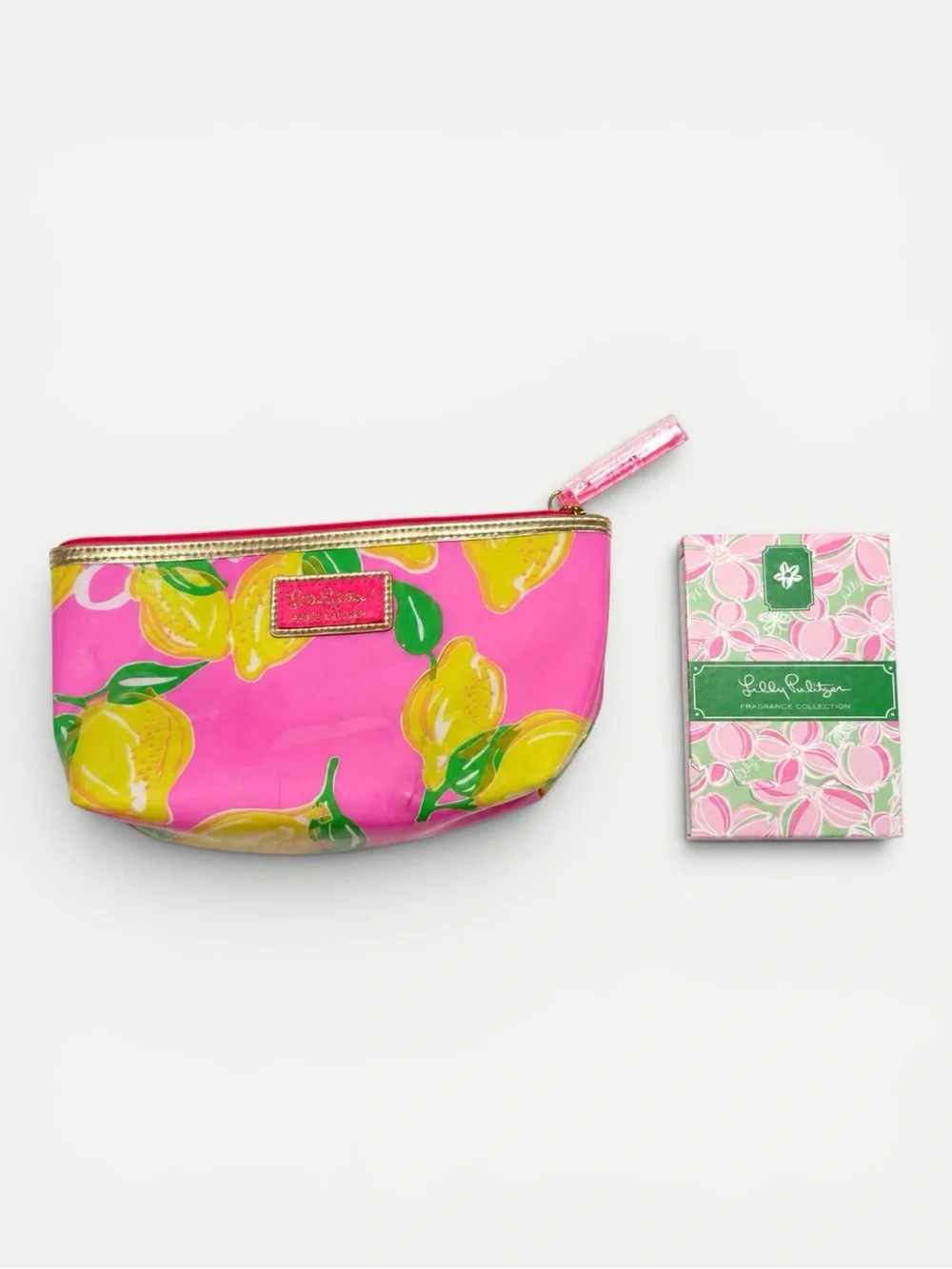 Lilly Pulitzer for Estée Lauder Lemon Cosmetic Bag + Fragrance Notepad Set